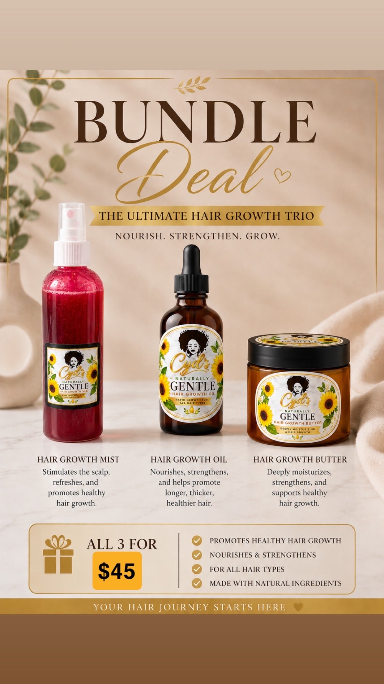 Cyd’s Naturally Gentle Hair Growth Bundle✨
